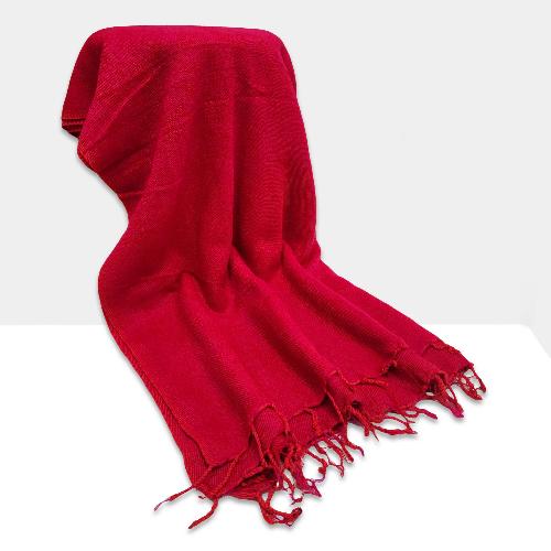 Yak Wool Blanket, Nepali Acrylic Hand Loom Blanket, Color [red]