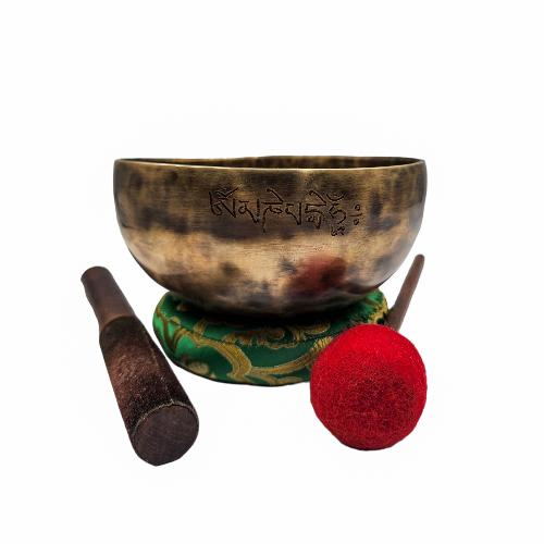 Full Moon Bowl, Buddhist Hand Beaten, Moon Carved, Antique Finishing