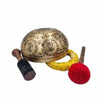 Singing Bowl, Buddhist Hand Beaten, With Fine Etching Carving, [select Accessories]