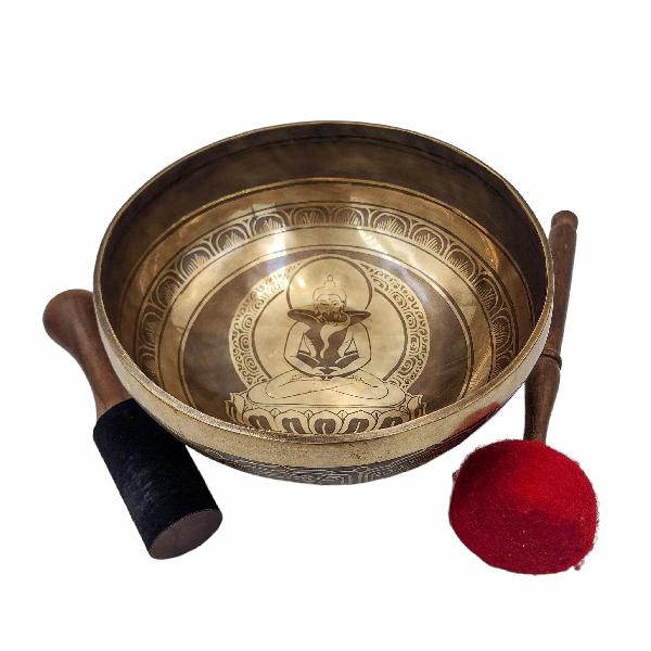 Singing Bowl, Buddhist Hand Beaten, With Fine Etching Carving, [select Accessories]
