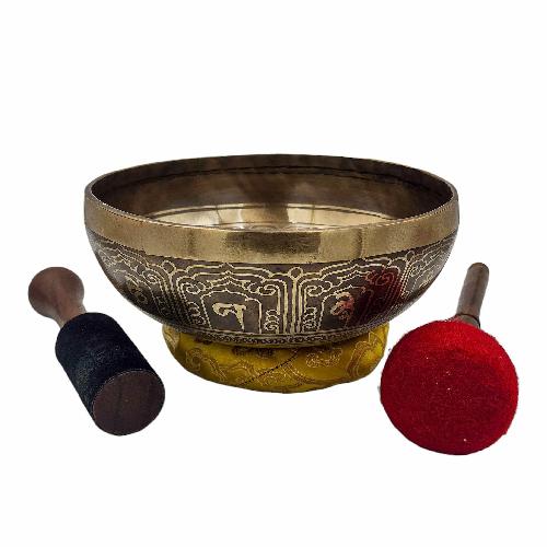 Singing Bowl, Buddhist Hand Beaten, With Fine Etching Carving, [select Accessories]