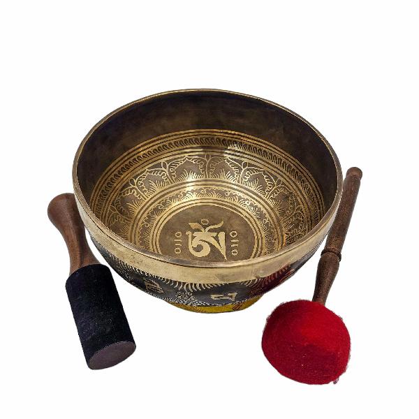 Singing Bowl, Buddhist Hand Beaten, With Fine Etching Carving