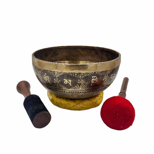 Singing Bowl, Buddhist Hand Beaten, With Fine Etching Carving