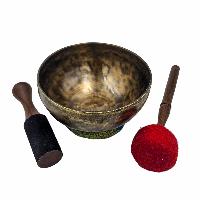Singing Bowl, Buddhist Hand Beaten, Plain, Antique Finishing, [select Accessories]