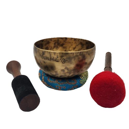 Full Moon Bowl, Buddhist Hand Beaten, Moon Carved, Antique Finishing
