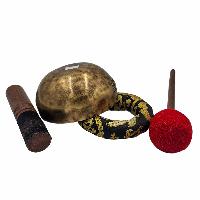 Singing Bowl, Buddhist Hand Beaten, Moon Carved, Antique Finishing, [select Accessories]