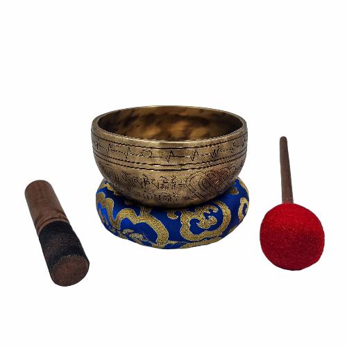 Jambati Singing Bowl Singing Bowl, Buddhist Hand Beaten, Antique Finishing, [jhumkabati], [select Accessories]