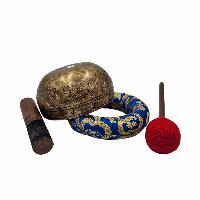 Jambati Singing Bowl Singing Bowl, Buddhist Hand Beaten, Antique Finishing, [jhumkabati], [select Accessories]
