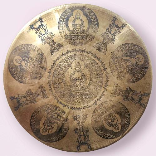 Handmade [gong], Bronze Chau Gong, Tam-tam Gong, Symphonic Gong With [pancha Buddha] Etching