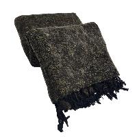 Yak Wool Blanket, Nepali Acrylic Hand Loom Blanket, Color [brownish-gray]