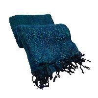 Yak Wool Blanket, Nepali Acrylic Hand Loom Blanket, Color [bluish-green]