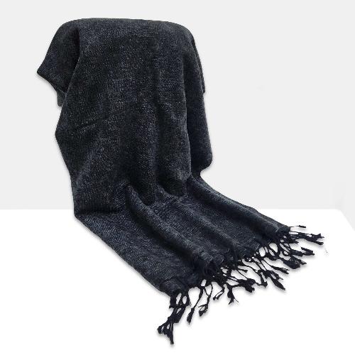 Yak Wool Blanket, Nepali Acrylic Hand Loom Blanket, Color [dark Gray]