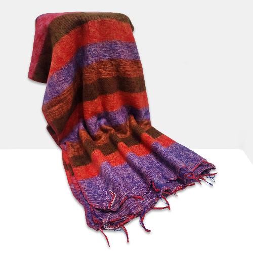 Yak Wool Blanket, Nepali Acrylic Hand Loom Blanket, [multi-color]