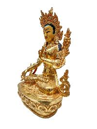 [white Tara], Buddhist Handmade Statue, [full Gold Plated], With [face Painted]