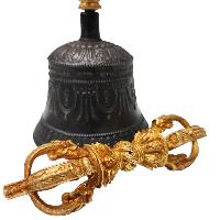 [dehradun] Bell And Dorje [vajra], Bronze - [high Quality], Full Gold Plated
