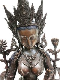 [green Tara], Buddhist Handmade Statue, [chocolate Oxidized]
