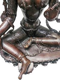 [green Tara], Buddhist Handmade Statue, [chocolate Oxidized]