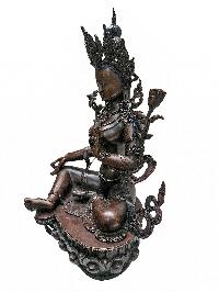 [green Tara], Buddhist Handmade Statue, [chocolate Oxidized]