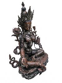 [green Tara], Buddhist Handmade Statue, [chocolate Oxidized]