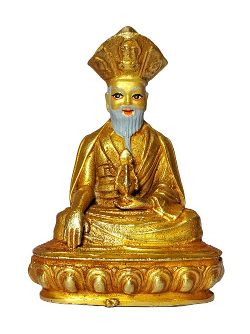 4th Zhabdrung Rinpoche, Buddhist Miniature Statue, [gold Plated], Face Painted