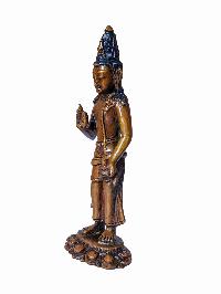 Maitreya Buddha, Buddhist Miniature Statue, [chocolate Oxidized], With Carving
