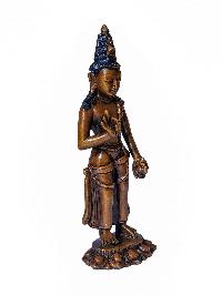 Maitreya Buddha, Buddhist Miniature Statue, [chocolate Oxidized], With Carving