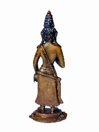 Maitreya Buddha, Buddhist Miniature Statue, [chocolate Oxidized], With Carving
