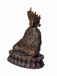 Dipankara Buddha, Buddhist Miniature Statue, [chocolate Oxidized], With Carving, [musem Copy]