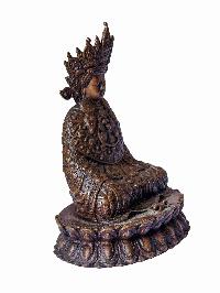 Dipankara Buddha, Buddhist Miniature Statue, [chocolate Oxidized], With Carving, [musem Copy]