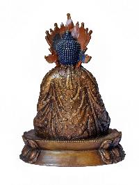 Dipankara Buddha, Buddhist Miniature Statue, [chocolate Oxidized], With Carving, [musem Copy]