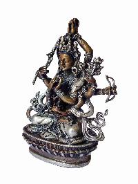 Namasangiti, Buddhist Miniature Statue, [silver And Chocolate Oxidized]