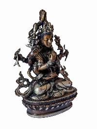 Namasangiti, Buddhist Miniature Statue, [silver And Chocolate Oxidized]