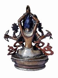Namasangiti, Buddhist Miniature Statue, [silver And Chocolate Oxidized]