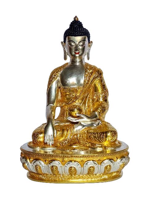[shakyamuni Buddha], Buddhist Handmade Statue, [partly Gold And Silver Plated], [original Mold]
