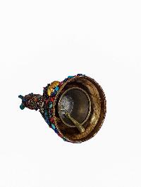 Bell And Dorje [vajra] Set - Gold Plated, Siku Design, Stone Setting, High Quality With Various Gods