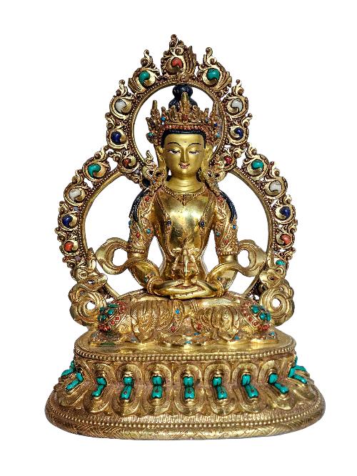 [aparimita], Buddhist Handmade Statue, [full Gold Plated], [stone Setting] With [face Painted], [original Mold]