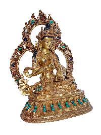[vajrasattva], Buddhist Handmade Statue, [full Gold Plated], [stone Setting] With [face Painted], [original Mold]