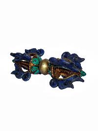 Bell, Dorje [vajra] And Phurba Set, Gold Plated, Siku Design, Stone Setting, High Quality
