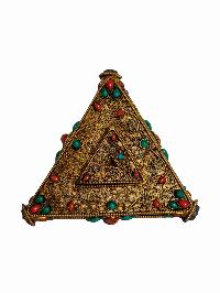 Bell, Dorje [vajra] And Phurba Set, Gold Plated, Siku Design, Stone Setting, High Quality
