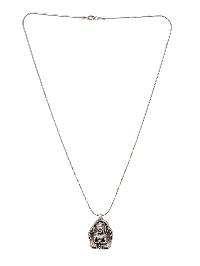 [pendant], Buddhist Silver Amulet With [amitabha Buddha], [silver Chain Included]