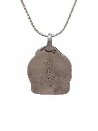 [pendant], Buddhist Silver Amulet With [padmasambhava], [silver Chain Included]