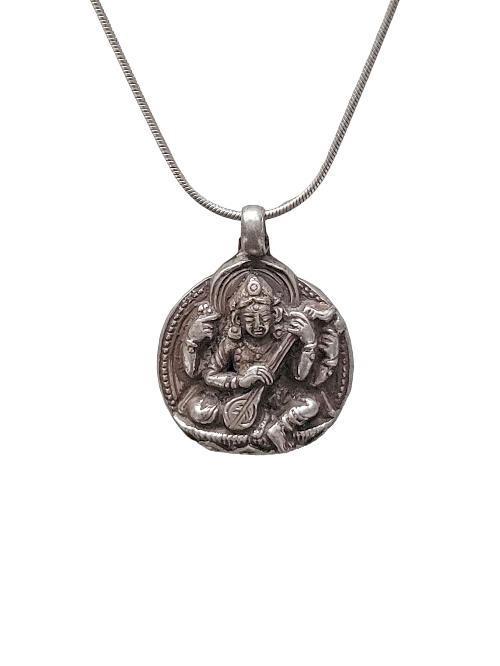 [pendant], Silver Jewellery With [saraswati], [silver Chain Included]