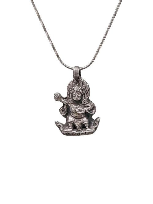 [pendant], Buddhist Silver Amulet With [vajrapani], [silver Chain Included]