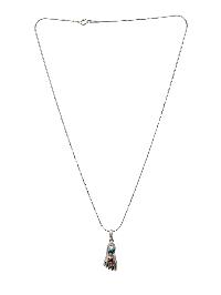 [pendant], Buddhist Silver Amulet With [buddha Feet], [silver Chain Included]