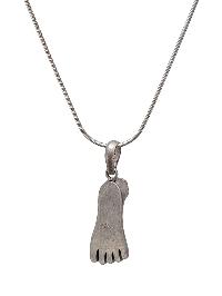[pendant], Buddhist Silver Amulet With [buddha Feet], [silver Chain Included]