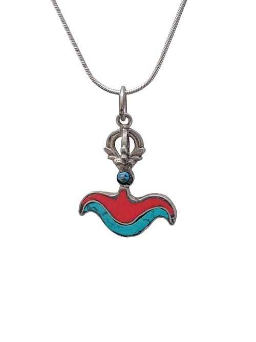 [pendant], Buddhist Silver Amulet With [kartika], [silver Chain Included]
