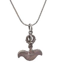 [pendant], Buddhist Silver Amulet With [kartika], [silver Chain Included]
