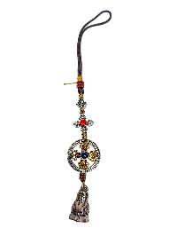 Buddhist Ritual Amulet Hanging With Double Dorje And Shankha, For Wall, Altar, Bags And Keyring