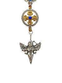 Buddhist Ritual Amulet Hanging With Double Dorje And Phurba, For Wall, Altar, Bags And Keyring