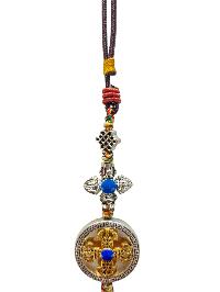 Buddhist Ritual Amulet Hanging With Double Dorje And Phurba, For Wall, Altar, Bags And Keyring